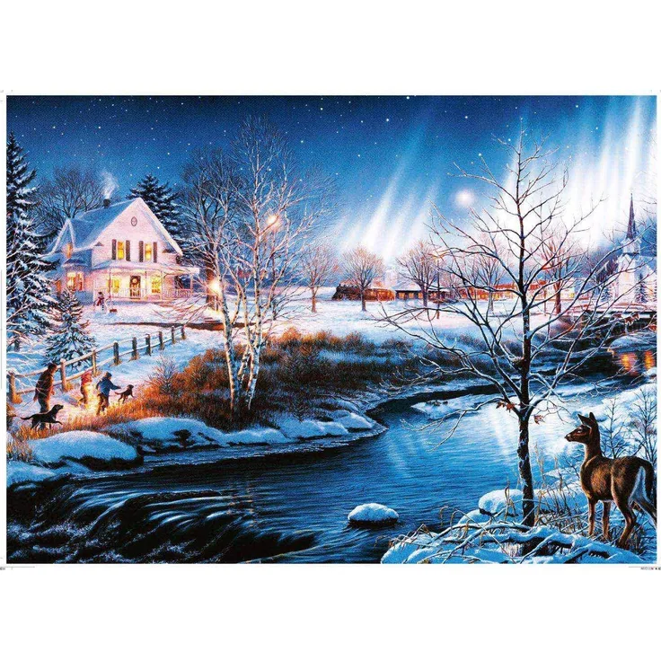 EACHHAHA Winter Puzzle,1000 Teile Puzzle Aurora,Erwachsene Puzzlespiel,Weihnachts-/Neujahrsgeschenk,Schneeabend Aurora（70x50cm）