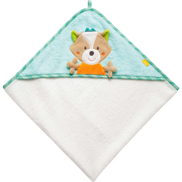 Fehn 'Sleeping Forest' Kapuzenbadetuch Fuchs weiß/blau – Bild 1