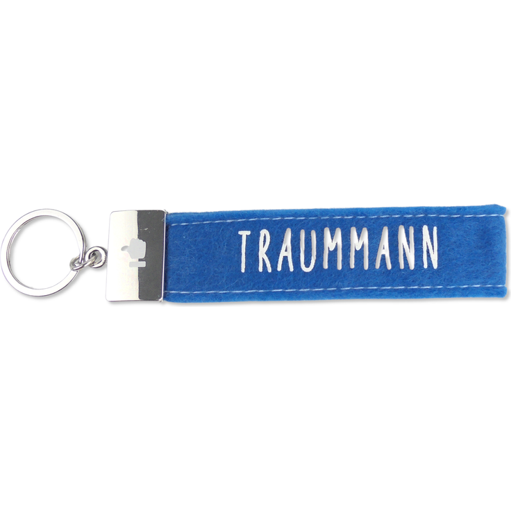Schlaufen Schlüsselanhänger 'Glücksfilz - Traummann' mit Metallabschluss