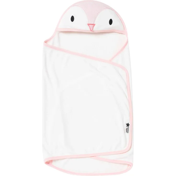 Tommee Tippee Splashtime-Sortiment – Bade-Pucktuch für Babys 0–6 Monate, Penny der Pinguin, rosa