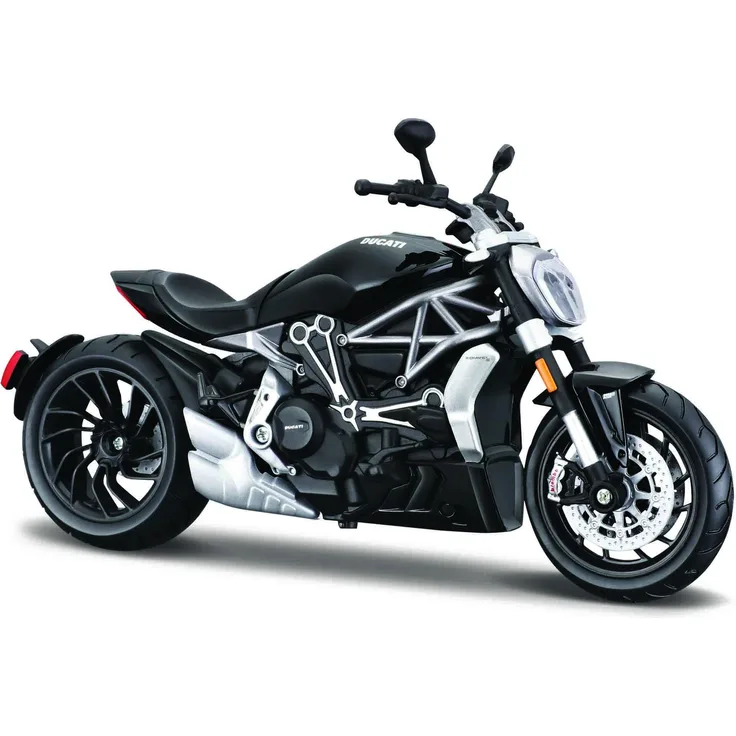 Maisto Ducati Diavel S: Motorradmodell im Maßstab 1:12, mit Federung und ausklappbarem Seitenständer, 17 cm, schwarz (5-20101)