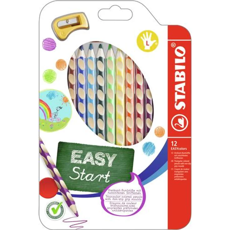 Stabilo Farbstift Easycolors 12Er Etui für Linkshänder mit Spitzer 33112 – Bild 1