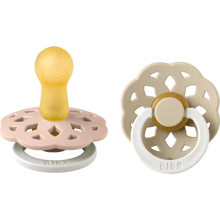 BIBS Boheme Glow Schnuller 2er-Pack. BPA-frei. Leuchtet im Dunkeln, Kirschform Nippel. Naturkautschuk / Latex, Hergestellt in Dänemark. 0-6 Monate (2er Pack), Blush Glow / Vanilla Glow – Bild 1