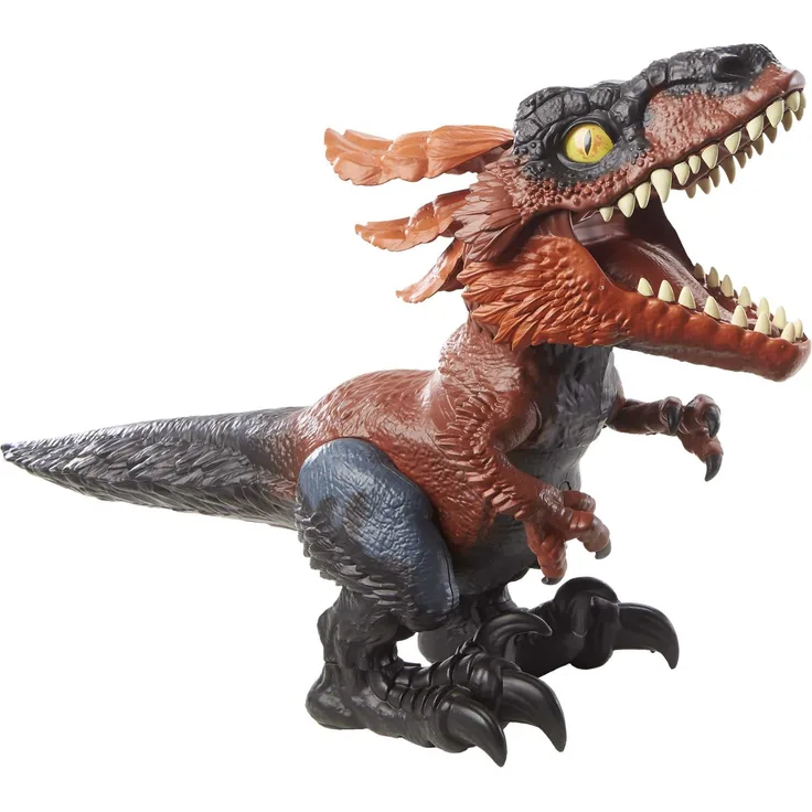 Jurassic World GYW89 - Ein neues Zeitalter – Uncaged Rowdy Roars Pyroraptor Dinosaurier-Actionfigur, Spielzeuggeschenk mit interaktiven Bewegungen und Geräuschreaktion auf Berührung