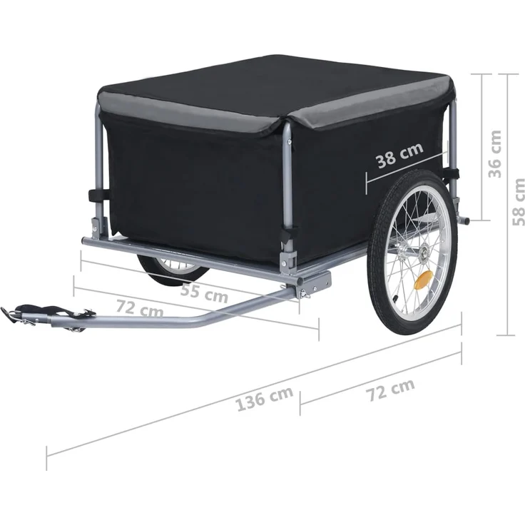vidaXL Fahrrad-Lastenanhänger Schwarz und Grau 65 kg – Bild 6