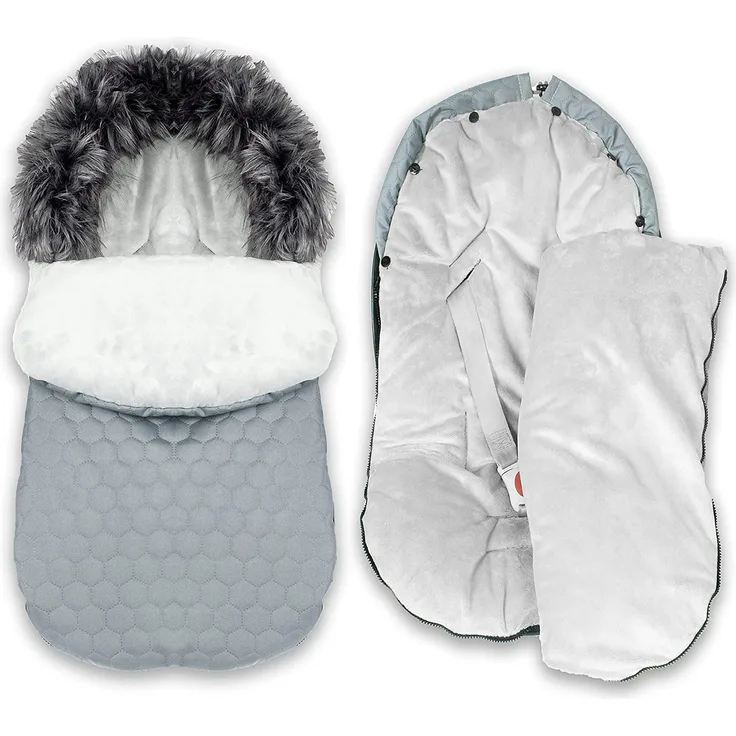 Winter Herbst Fußsack für Kinderwagen Babyschale Schlittensack Baby Fußsack Kuschelsack Winterfußsack 48 x 90 cm (Grau)