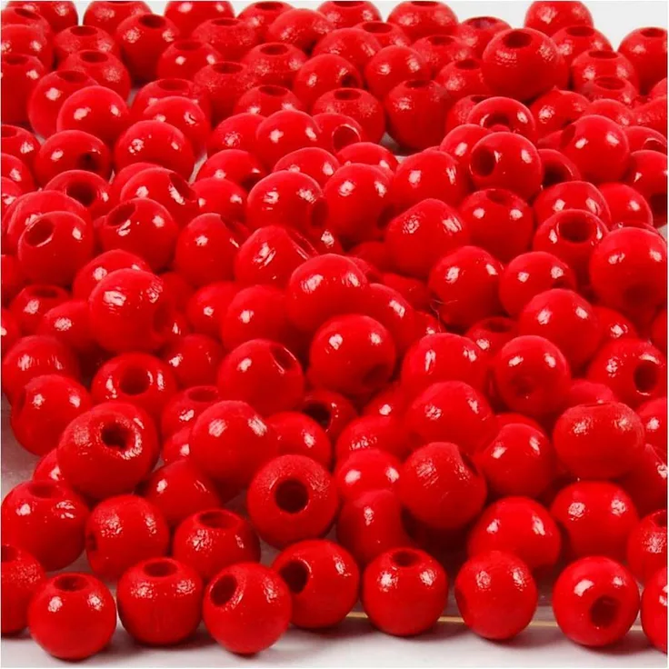 Holzperlen, D: 5 mm, Lochgröße 1,5 mm, Rot, 6g, ca. 150 Stück