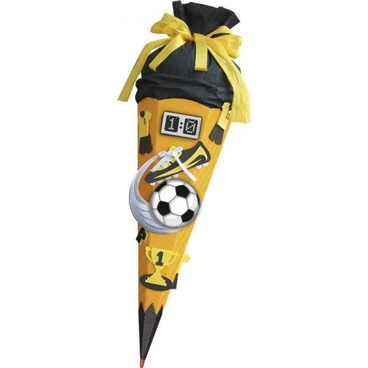 Roth Schultüte Bastelset Soccer gelb 6-eckig 68cm Kreppverschluss – Bild 1