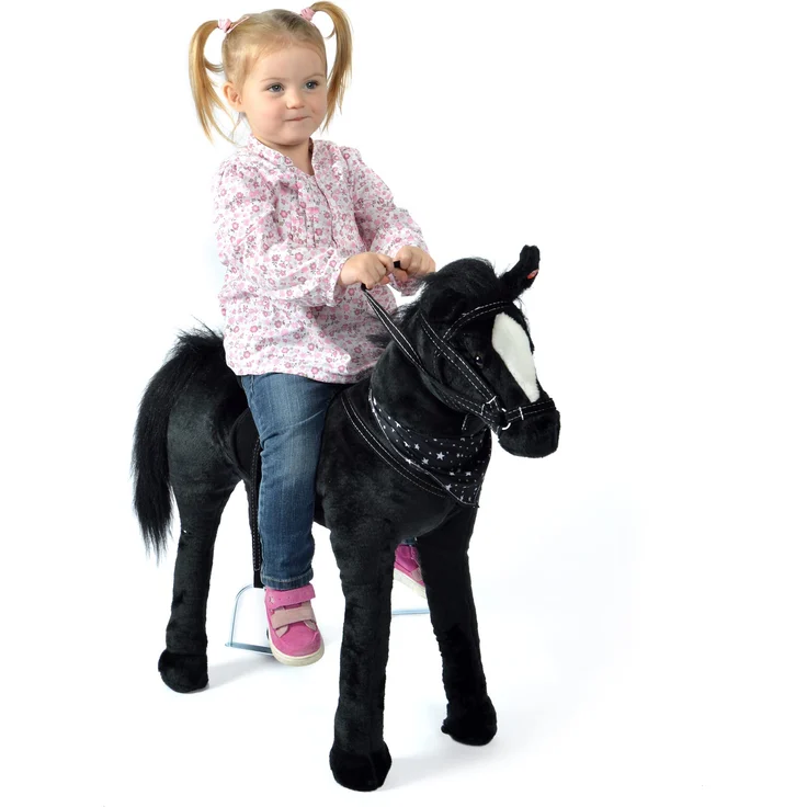 Pink Papaya Stehpferd zum draufsitzen | 75cm Spielpferd zum Reiten Polly | Pferd zum Reiten für Kinder mit Sound | Sattel Pferd – Bild 1