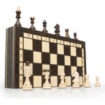 ChessEbook Schachspiel - Hochwertiges Schachbrett aus Holz - Chess Board Set klappbar - Schachbrett-Spielset mit Schachfiguren - 34x34 cm