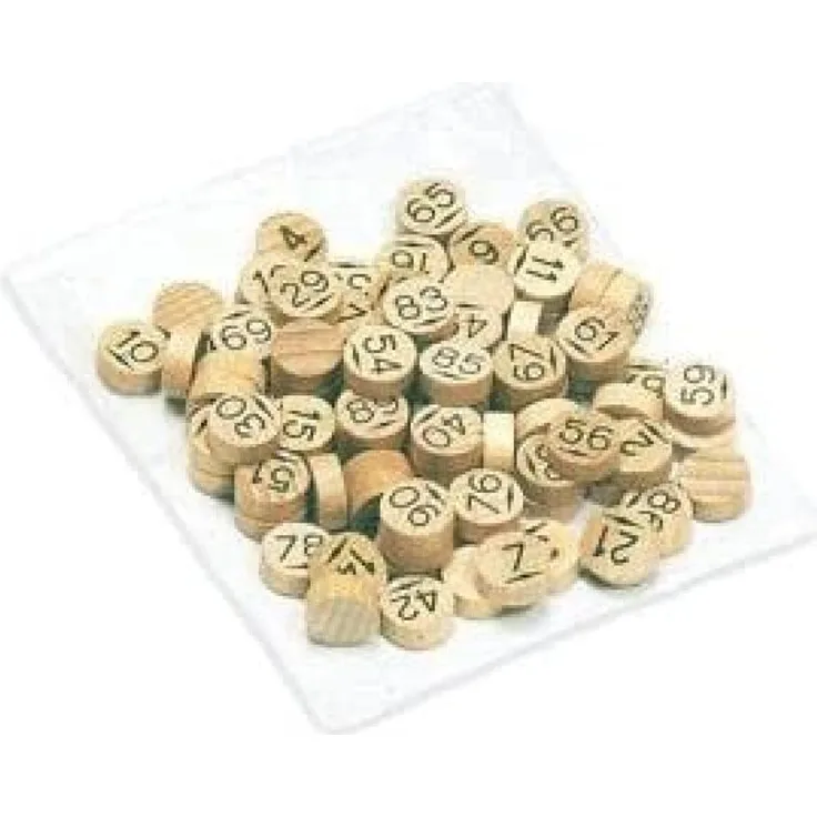 Jeujura 8988 Gesellschaftsspiel, Holz – Sachet de 90 Spielsteine-Lotto aus Holz