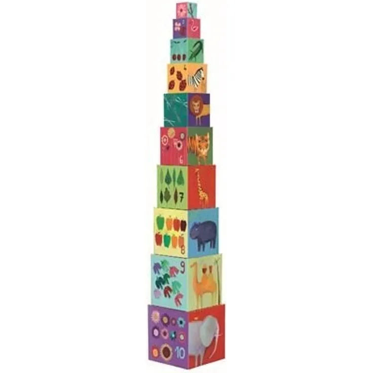 Djeco - Stapelturm - 10 Nature and Animal Blocks