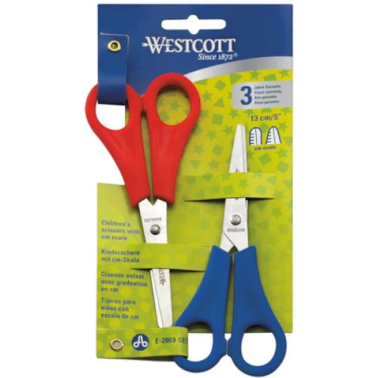 kinderschere Junior 13 cm Stahl rot/blau 2 Stück – Bild 2