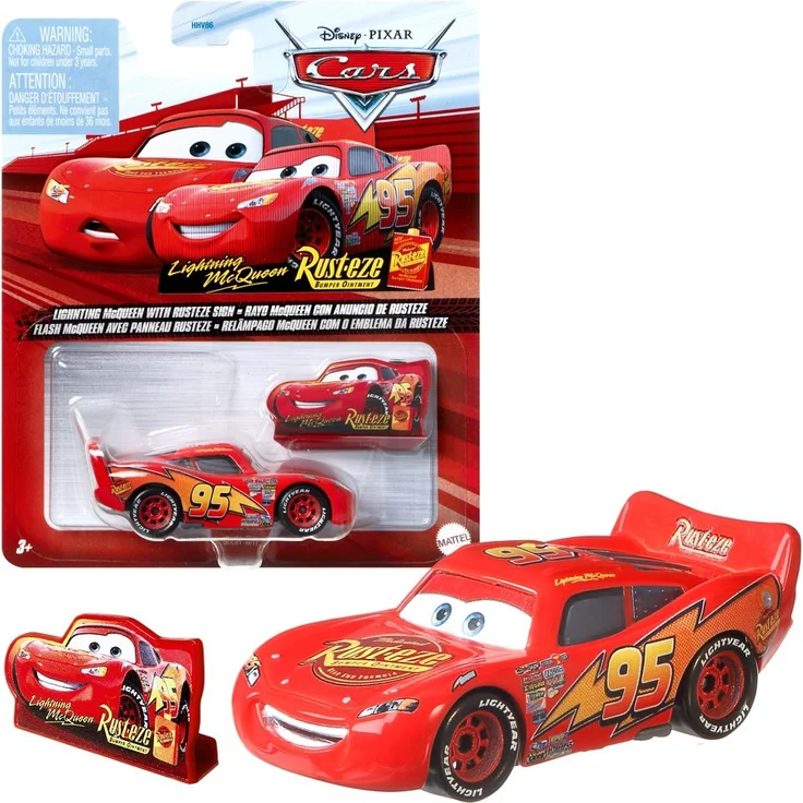 Auswahl Fahrzeuge Racing Style | Disney Cars | Die Cast 1:55 Auto | Mattel Lightning McQueen Rust-Eze Sign – Bild 1
