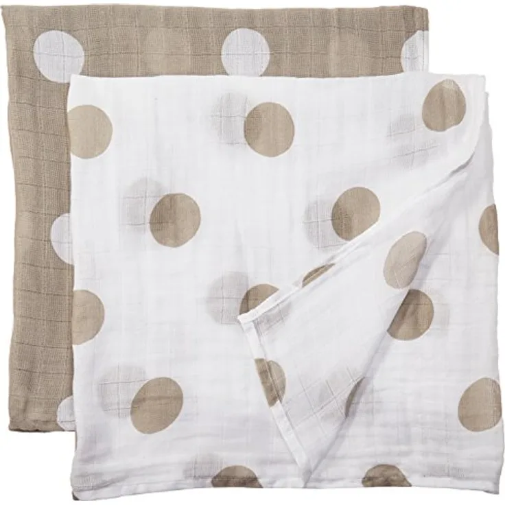 Lulujo 'Swaddle' 2-er Pack Pucktuch Punkte beige 100 x 100 cm