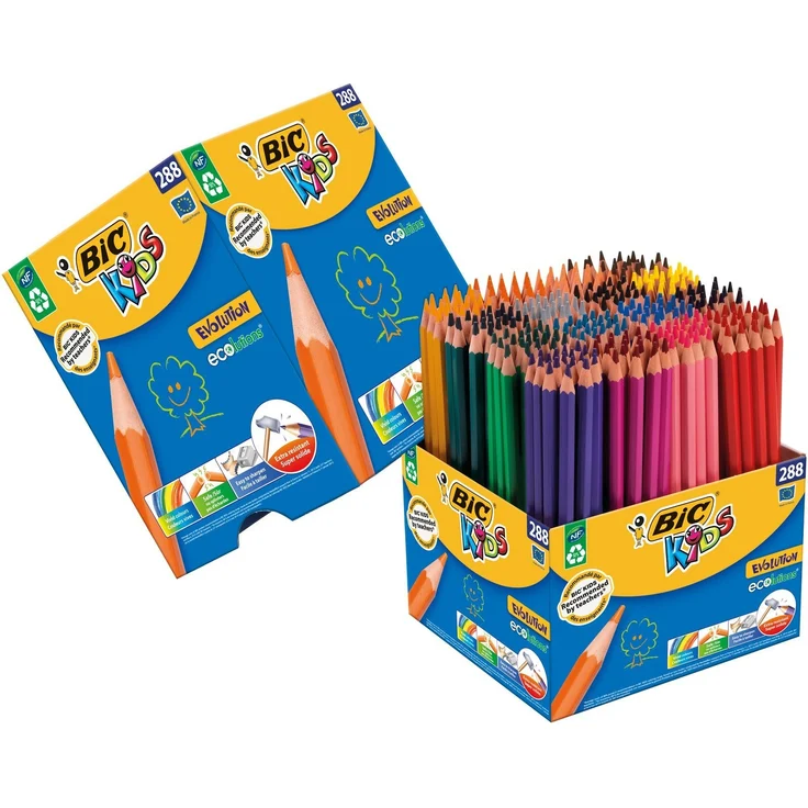 Bic Kids 907901 Evolution Buntstifte Set Metalleimer mit 288 Buntstiften – Bild 1