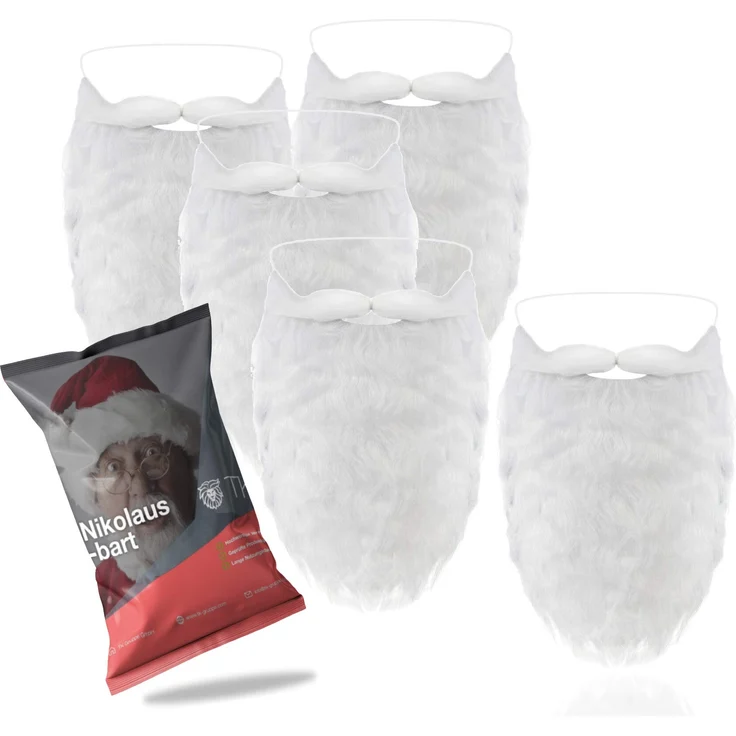 TK Gruppe Timo Klingler 6X Weihnachtsmannbart - Nikolausbart Bart weiß Weiss - zum Verkleiden als Nikolaus - Weihnachtsmann - Santa - Weihnachten – Bild 1