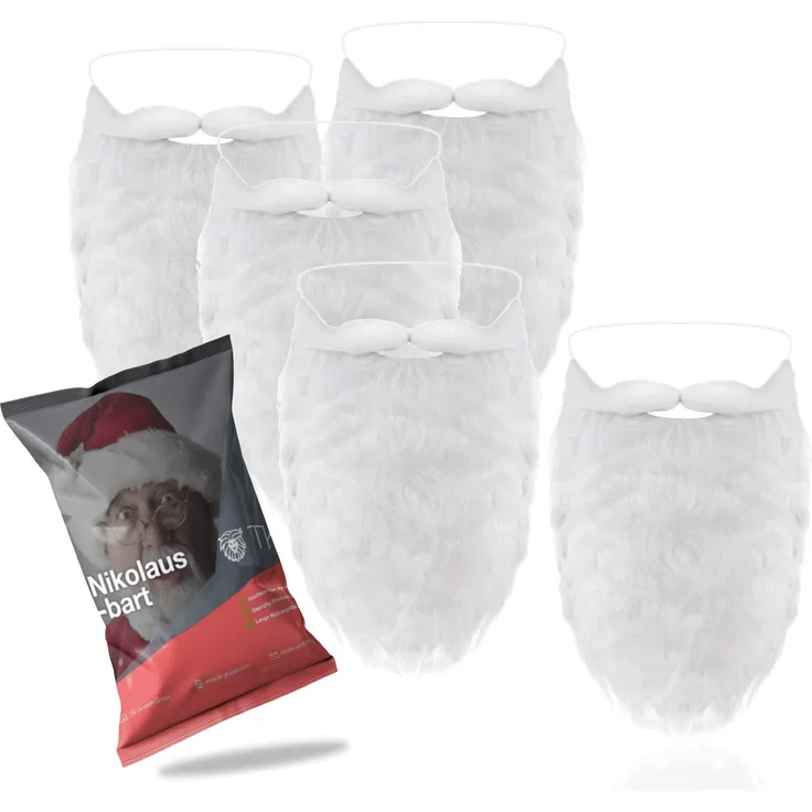 TK Gruppe Timo Klingler 6X Weihnachtsmannbart - Nikolausbart Bart weiß Weiss - zum Verkleiden als Nikolaus - Weihnachtsmann - Santa - Weihnachten