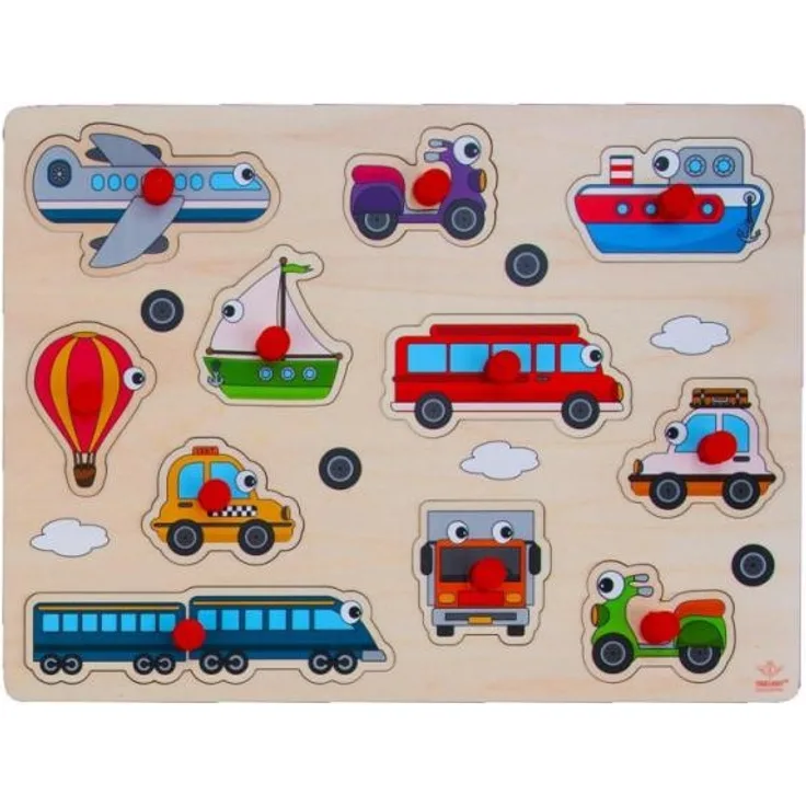 puzzlespiel Voertuig junior 30 cm Holz 12-teilig