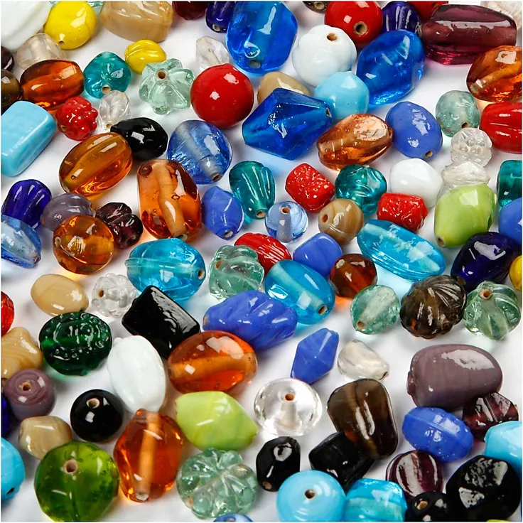 Creativ Company Glasperlen-Mix, Sortierte Farben, Größe 7-18 mm, Lochgröße 1 mm, 1000 g/ 1 Pck.
