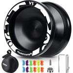 Responsives Yoyo V3, Profi jojo Dual Purpose Yoyo für Kinder Beginner and Advanced, Alloy jo jo mit Replacement Unresponsive Yoyo Bearing+ 12 Yoyo Strings+ Removal Tool + Long Axle +Yo-yo Bag(Schwarz)