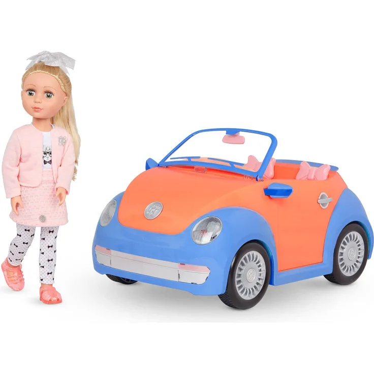 Glitter Girls GG51130C1Z Fifer mit Cabrio – Bewegliche 36 cm Puppe mit Auto, Puppenkleidung, Zubehör und blonden Langen Haaren zum Frisieren – Spielzeug ab 3 Jahren (9 Teile), Bunt