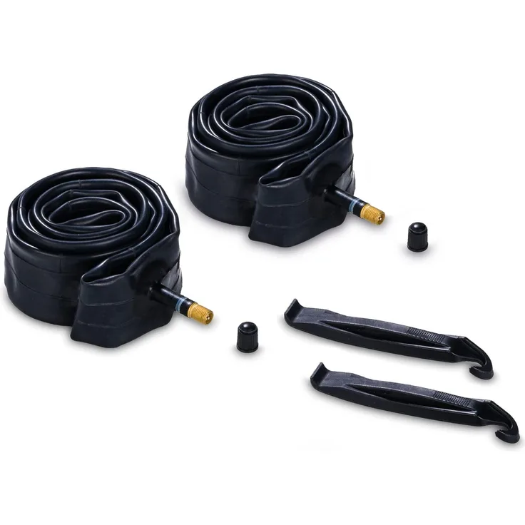 Hauck Fahrradanhänger Schlauch Set 2x 20 Zoll Durchmesser inkl. Reifenheber, Ersatzreifen Schlauch für Fahrradanhänger Reifen z. B. hauck Dryk Duo (Black)