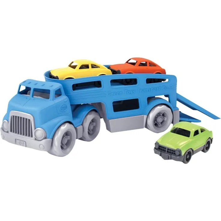Green Toys 8601237 - Auto-Transporter mit 3 Autos, 5-teilig