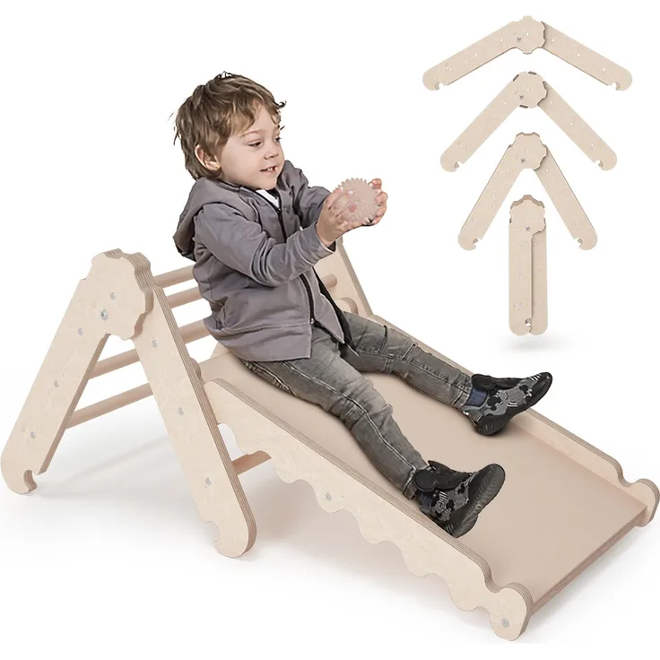 MAMOI® Kletterdreieck Mini | Klettergerüst Kinder | Kletterdreieck mit Rutsche | Holz Klettergerüst | Klettern Kinder indoor | Klettergerüst Indoor | CE | 100% ECO | Made in EU