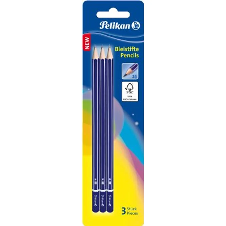 Pelikan Bleistift 2B, Sechskant, Blau, 3er Set