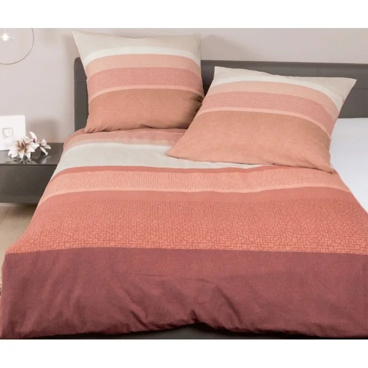 Janine Design Feinbiber Bettwäsche Davos 65089-04 apricot Brandy 1 Bettbezug 135 x 200 cm + 1 Kissenbezug 80x80 cm