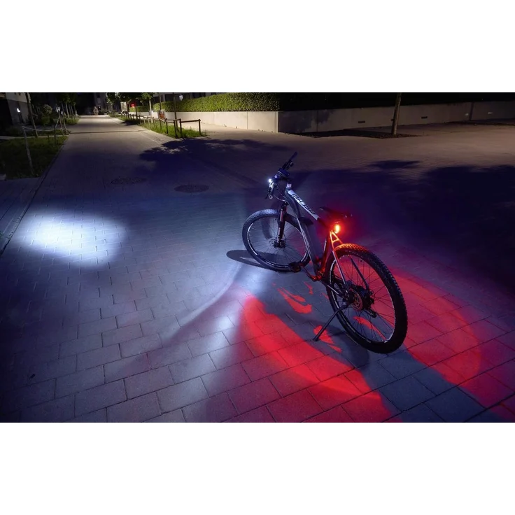 Fischer Twin Fahrrad-Beleuchtungs-Set 50/25/15 Lux + Akku Rücklicht – Bild 5