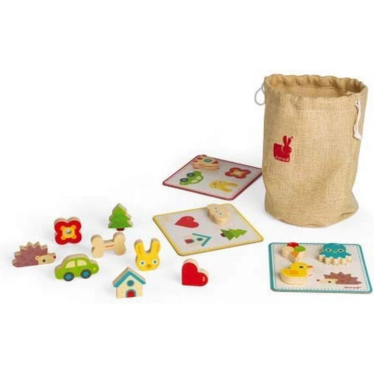 Janod J05318 Memory-Tastspiel, lehrreiches Familienspiel, für Kinder ab 3 Jahren