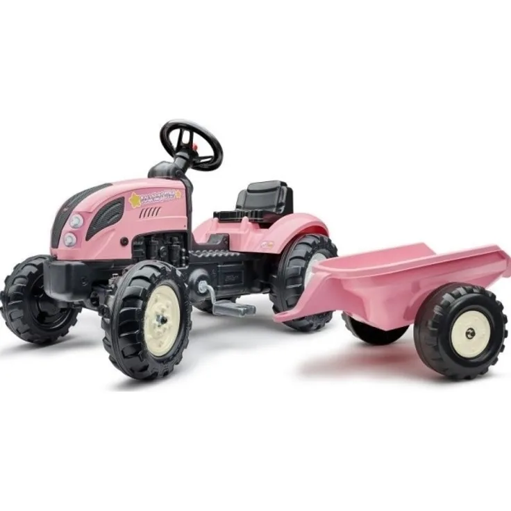 Falk FALK Pedal Tractor Country Star Pink + Trailer and Horn from 2 Years.