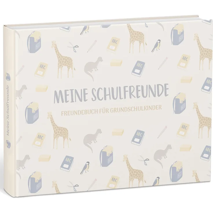 mintkind „Meine Schulfreunde“ Freundebuch für Mädchen und Jungen – Freundschaftsbuch für die Grundschule | Geschenk zur Einschulung | Schulfreundebuch zum Ausfüllen im Tier Design (Natur)