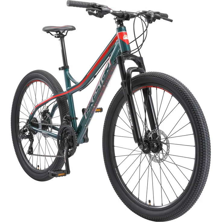 BIKESTAR Hardtail Aluminium Mountainbike 27. 5 Zoll, 21 Gang Shimano Schaltung mit Scheibenbremse | 17 Zoll Rahmen MTB Erwachsenen- und Jugendfahrrad | Grün