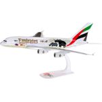 herpa 612180 – Airbus A380, Emirates „United for Wildlife“, Wings, Modell Flugzeug mit Standfuß, Flieger, Modellbau, Miniaturmodelle, Sammlerstück, Kunststoff, Snap Fit - Maßstab 1:250
