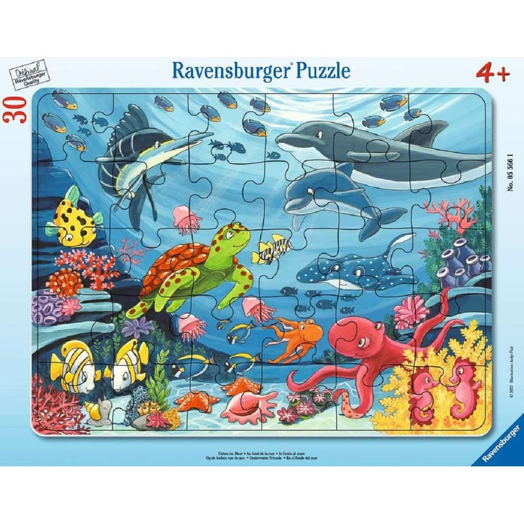 Ravensburger Kinderpuzzle - Unten im Meer - 30-48 Teile Rahmenpuzzle für Kinder ab 4 Jahren