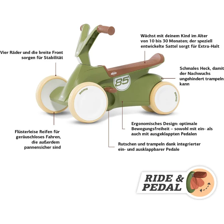 Berg 24.50.08.00 'BERG GO² RETRO GREEN "Ride & Pedal"' ab 10 Monaten, bis 20 kg belastbar, grün – Bild 9