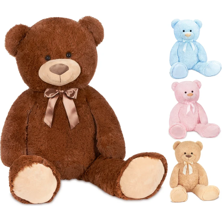 Teddybär mit Schleife 100 cm groß Stofftier Plüschtier Kuscheltier – Bild 1