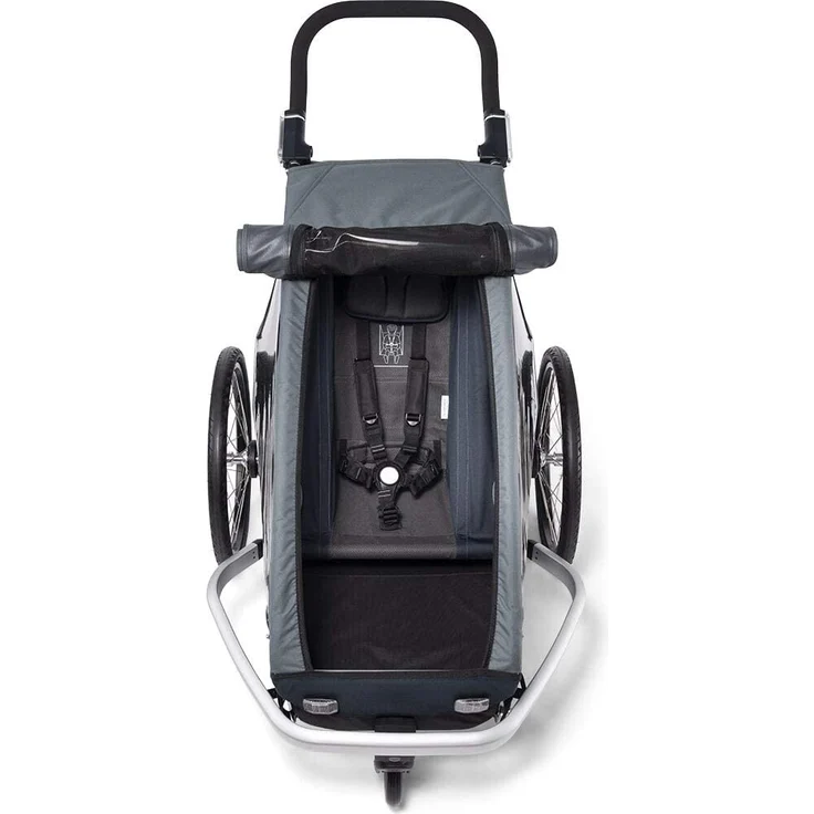 Croozer 'Kid Vaaya 1' Fahrradanhänger 2020, Graphite Blue, 1-Sitzer, inkl. Fahrrad-Set, Buggyrad, Wetterverdeck, Kopfpolster, integriertes Sensor-Licht – Bild 6
