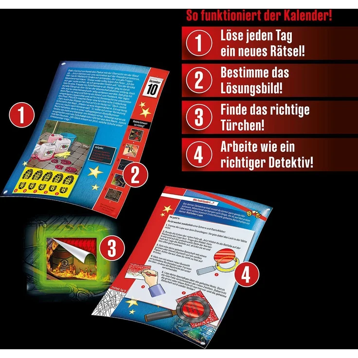 Kosmos 'Die drei ??? Adventskalender (2022)', ab 8 Jahren, mit spannender Krimi-Geschichte zum Knobeln – Bild 3