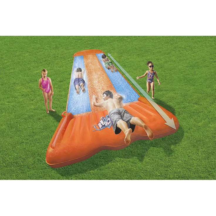 Bestway H2OGO! 'Triple Ramp' 3er-Wasserrutsche mit aufblasbarer Startrampe, 549 x 208 cm, integrierter Wassersprinkler, einfacher Anschluss an Gartenschlauch – Bild 12