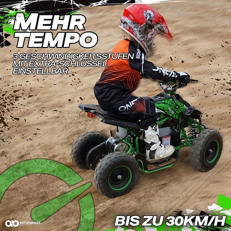 Elektro Quad Miniquad Kinder Racer 1000 Watt Pocket Kinderquad Pocketbike ATV (Schwarz/Grün) – Bild 2