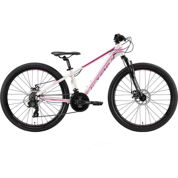 BIKESTAR Alu Mountainbike 26 Zoll | 21 Gang Hardtail Sport MTB 13 Zoll Rahmen Scheibenbremse Federgabel | Weiß Pink - Preisvergleich – Bild 2