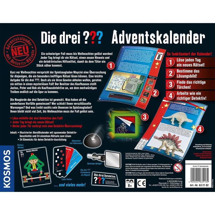 Kosmos 'Die drei ??? Adventskalender' 2020, Spielzeug-Adventskalender für Kinder ab 8 Jahre, löse 24 spannende Rätsel der mysteriösen Spielfiguren, Krimi-Geschichte bis Weihnachten – Bild 2