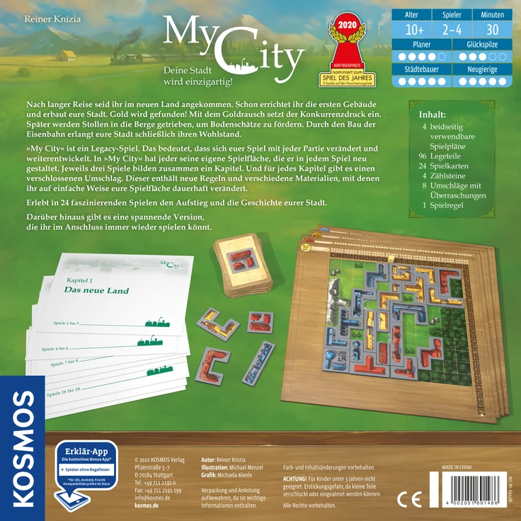 Kosmos 'My City - Deine Stadt wird einzigartig!' Legespiel, ab 10 Jahren, 2 - 4 Spieler, 30 min Spielzeit, Spiel des Jahres 2020 - Preisvergleich – Bild 2