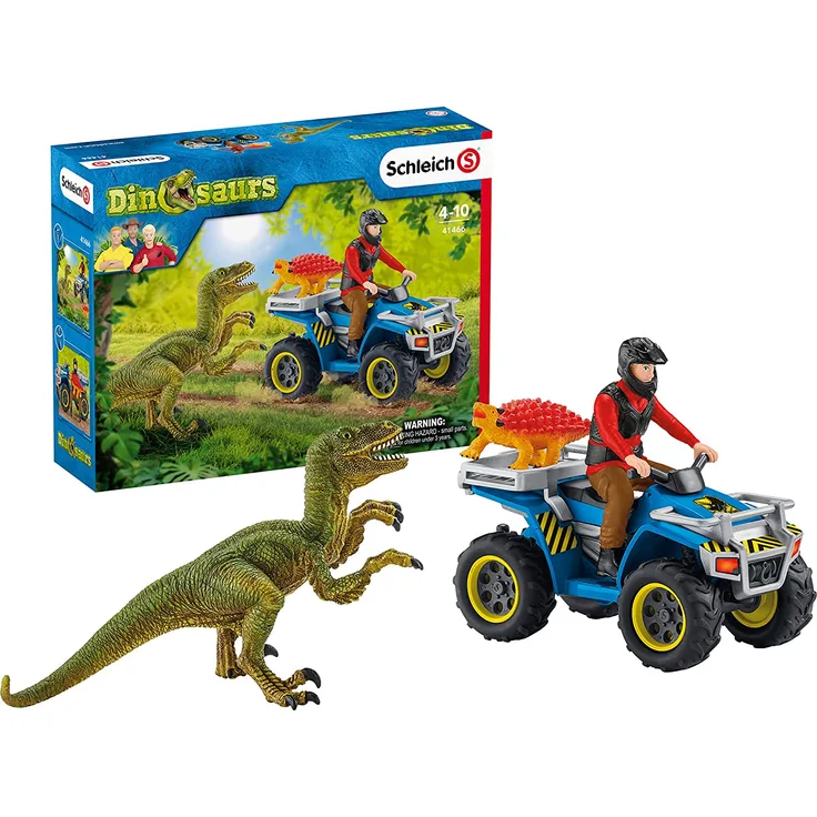 Schleich Dinosaurs 41466 'Flucht auf Quad vor Velociraptor', ab 4 Jahren, 5 Teile