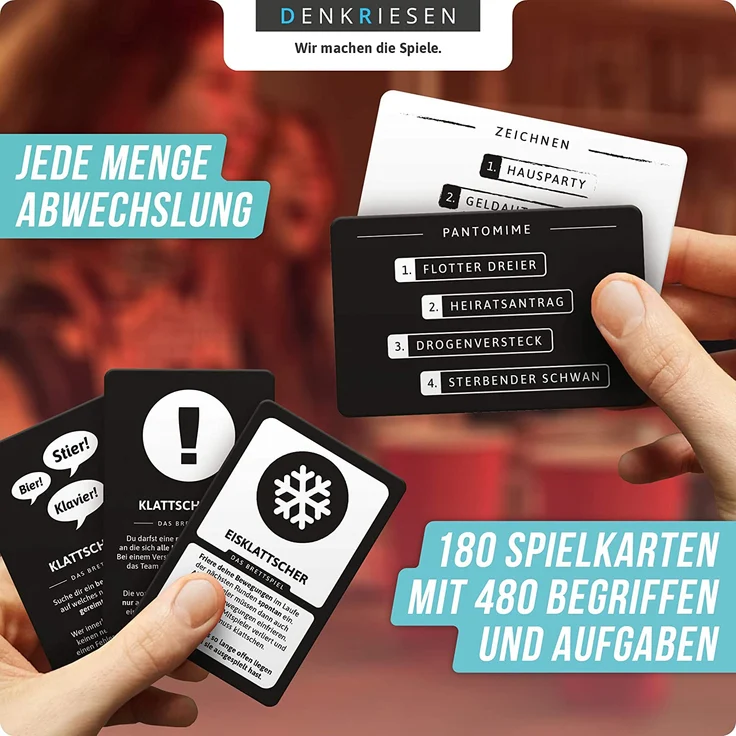 DENKRIESEN 'klattschen® - Trinkspiel - DAS BRETTSPIEL - Das wahrscheinlich beste Trinkspiel aller Zeiten' Brettspiel, ab 16 Jahren, 4 - 16 Spieler, 45 - 90 min Spielzeit – Bild 5