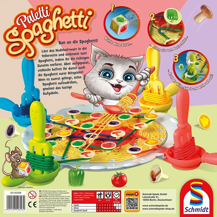 Schmidt Spiele 40626 'Paletti Spaghetti', Brettspiel, ab 4 Jahren, 2-4 Spieler, ca. 10 Minuten Spielzeit – Bild 3